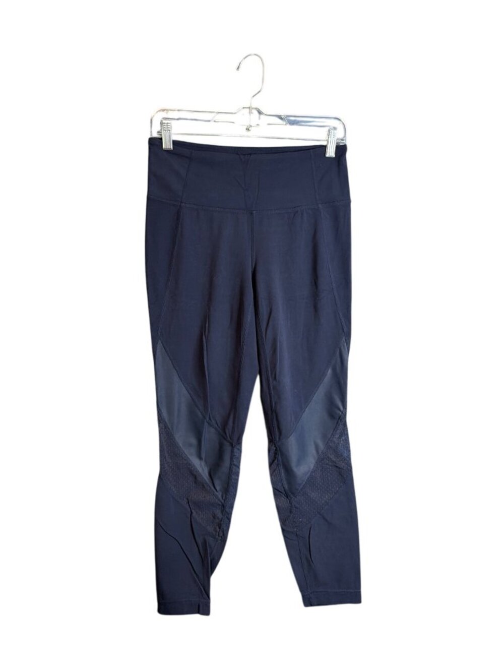 Athleta Navy Blue Leggings With Mesh Inserts